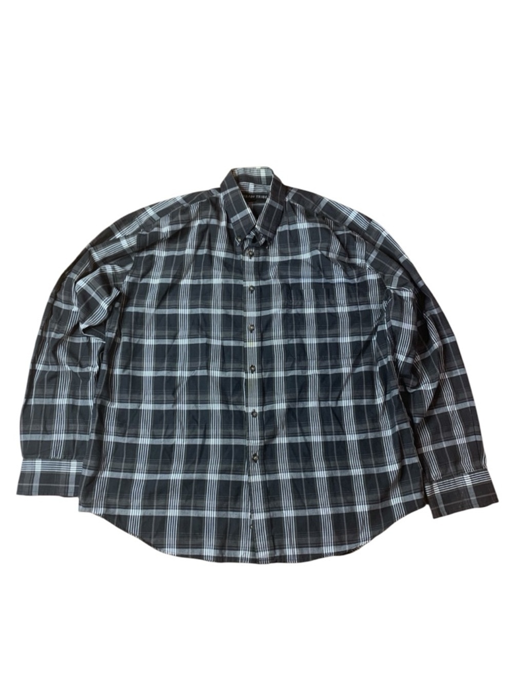 Urban Tribe Men’s Plaid Button Down Shirt - Grey/White - Size M